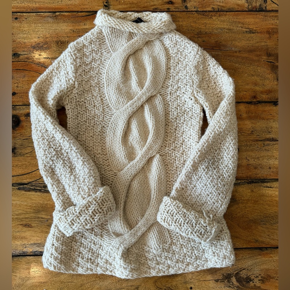 French Connection Wool cable knit sweater cream white XS
